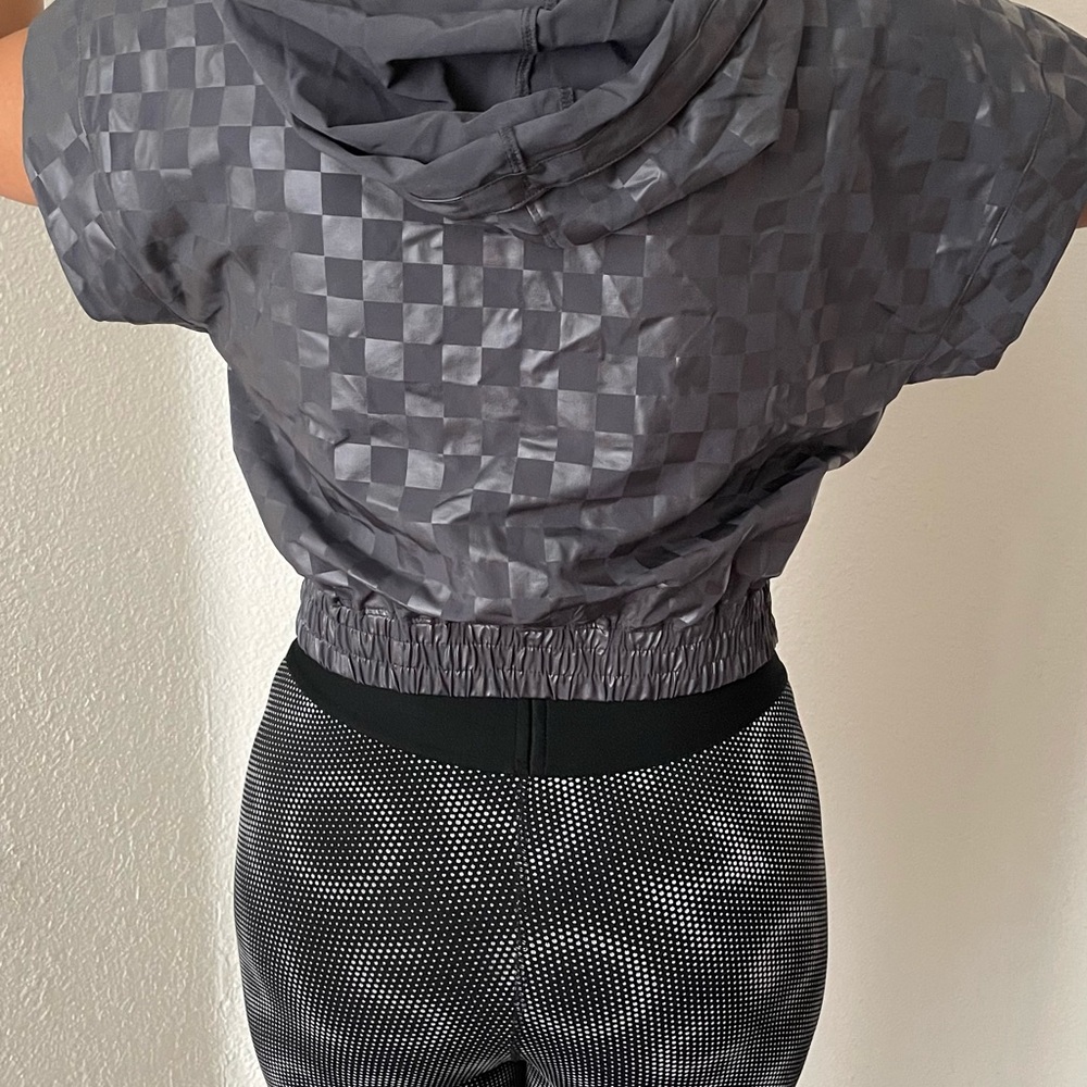 Checkered Gray Hooded Top